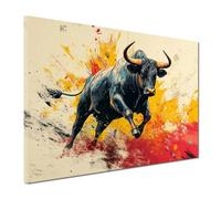 ARTEDinoi Pop Art Tableau Moderne sur Toile Taureau Force succès Motivation décoration Murale Taille 120x80x2cm