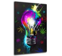 ARTEDinoi Tableau moderne sur toile abstrait Pop Art Ampoule Grass Style décoration murale Taille 60x40x2cm