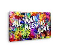 ARTEDinoi Tableau moderne sur toile All You Need Is Love abstrait Colour décoration murale Taille 120x80x2cm
