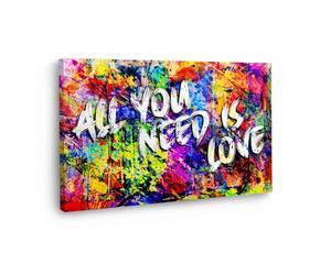 ARTEDinoi Tableau moderne sur toile All You Need Is Love abstrait Colour décoration murale Taille 120x80x2cm