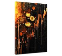 ARTEDinoi Tableau Moderne sur Toile Bitcoin Crypto-Monnaie Finance investissement succès décoration Murale Taille 75x100x2cm