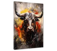 ARTEDinoi Tableau Moderne sur Toile Taureau sur Fond Abstrait, Animaux décoration Murale Taille 75x100x2cm