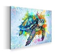 ARTEDinoi Tableau moderne sur toile Tortue de mer Street Art Splash décoration murale Taille 60x40x2cm