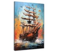 ARTEDinoi Tableau Moderne sur Toile Voilier en Haute mer décoration Murale Taille 60x80x2cm