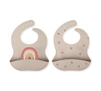 ARTEE Lot de 2 ou 3 bavoirs en silicone, Mini arc-en-ciel beige/beige arc-en-ciel, Taille unique