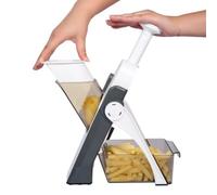 Artefact de hachage réglable en toute sécurité pour la cuisine, coupe-julienne pour la cuisine, trancheuse de pommes de terre, coupe-légumes réglable avec récipient, hachoir multifonctionnel 4 en 1