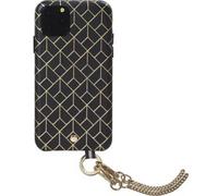 Bigben Connected Coffret coque St Germain cuir embossé iPhone 11 Pro bandoulière dorée Noir