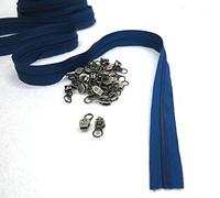 Artefizio Fermeture éclair au mètre <>Nylon<>curseurs métalliques<>Gris Bleu Vert<> n. 7 Longueurs<>Largeur 6 mm<>Ruban en Polyester (5 m + 15 curseurs, Bleu)