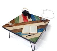 Artefizio Table Basse colorée Personnalisable. Plateau en Bois, Palette, avec Cadre en Acier Brut. Pieds en épingle à Cheveux (Kandinsky, Plante carrée 90x90 cm - Hauteur des Pieds 30 cm)