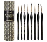 ARTEGRIA Lot de 8 pinceaux de Peinture Miniatures avec Pointes Extra Fines, poignée Ergonomique, repère incliné pour Maquette à Petite échelle et Peinture par numéros pour Adultes - Huile Aquarelle