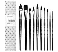 ARTEGRIA Watercolor Brush Set, 10 Soft Synthetic Squirrel Paint Brushes, Including Pointed Rounds, Flats, Dagger, Oval Wash