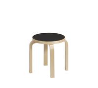Artek Tabouret enfant NE60 - pieds bouleau / assise linoleum noir