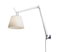 ARTEMIDE lampe murale applique TOLOMEO MEGA Ø 36 cm avec dimmer sur câble (Corps poli, diffuseur en papier parchemin - Aluminium)