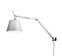 ARTEMIDE lampe murale applique TOLOMEO MEGA Ø 42 cm avec dimmer sur câble (Corps poli, diffuseur satiné - Aluminium)