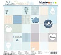 Artemio 11002446 Bloc de 30x2 Feuilles Blue Dreams 30x30 cm, Multicolore
