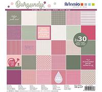 Artemio 11002448 Bloc de 30x2 Feuilles Burgundy 30x30 cm, Multicolore