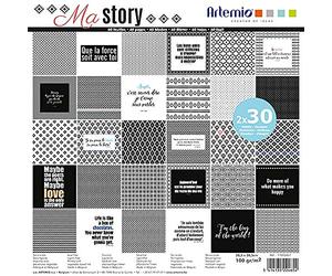 Artemio 11002451 Bloc de 30x2 Feuilles My Story 30x30 cm, Multicolore