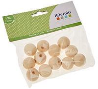 Perle Bois Rond 25mm 12 Pièces