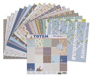 Artemio 40 Feuilles Papiers Scrapbooking 30.5 x 30.5 - Assortiment Papiers Totem - Bloc Papier Totem