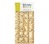 Artemio Alphabet en bois Lettres majuscules 3 x 0,2 cm 130 pièces Marron G