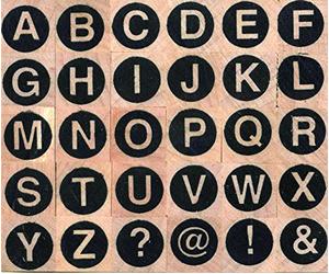 Artemio ARTA62 Set de Tampons en Alphabet Cerclé Majuscules Bois Multicolore 6 x 3 x 5 cm