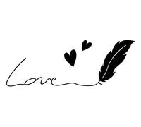 Artemio ARTHC724 Love Tampon C Texte avec Plume Bois Multicolore 2,6 x 2,5 x 5,7 cm