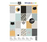 Artemio Bloc de 40 Feuilles de Papier Scrapbooking A4 Terrazzo Cat