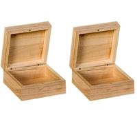 Artemio Boîte Carré, Bois, Beige, 10 x 10 x 5 cm (Lot de 2)