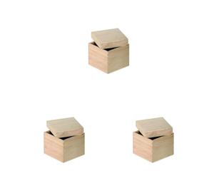 Artemio Boîte Cube à Décorer, Bois, Beige, 12 x 12 x 12 cm VIBB19 (Lot de 3)