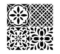 Artemio Pochoir Carreau Ciment Fleuri – Plastique Multicolore 30,5 x 0,2 x 35 cm