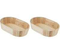 Artemio Corbeille en Bois Ovale, Bois, Beige, 28 x 6 x 18 cm (Lot de 2)