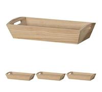 Artemio Corbeille en Bois Rectangle, Bois, Beige, 28 x 9 x 14 cm (Lot de 4)