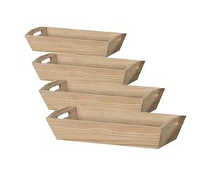 Artemio Corbeille en Bois Rectangle, Bois, Beige, 28 x 9 x 14 cm (Lot de 4)