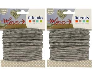 Artemio Fil à Tricoter 5 mm x 5 m - Gris (Lot de 2)