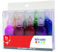 Artemio Kit Colles Paillettes, 15 x 14 x 5 cm - 8 tubes de 25 ml