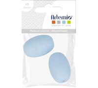 Artemio Lot de perles olives en silicone - 20 x 14 mm - Bleu Pastel - 2 pcs