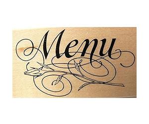 Artemio Mariage Mot Menu avec Rose Tampon, Bois, Beige, 6,5 x 2,5 x 3,5 cm PEE1490