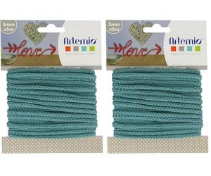 Artemio Pelote de Fil à Tricoter - 5 mm x 5 m - Bleu Turquoise (Lot de 2)