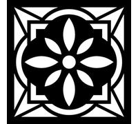 Artemio Pochoir Home Déco - Carreau Ciment Fleur Géométrique, Plastique, Noir, 17, 5 x 0, 2 x 21, 5 cm