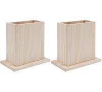 Artemio Pot à Crayons en Bois, Beige, 10 x 7 x 12 cm (Lot de 2)