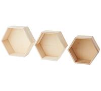 Artemio Set 3 Étagères Hexagonales à Décorer, Bois, Beige, 30 x 26, 5 x 10 cm
