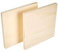 Artemio Set de 2 Plaque Carrée, Bois, Beige, 15 x 1,2 x 15 cm 14002351