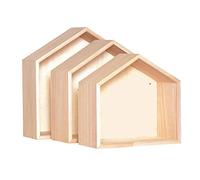 Artemio Set de 3 Étagères Maison à Décorer 30 x 10 x 30 cm, 30x10x30 cm; 27x26,5x10 cm; 24x22,5x10 cm, Bois