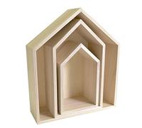 Artemio Set de 3 Etagères Maison à Décorer, Bois, Beige, 30 x 10 x 34,5 cm 14001999