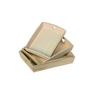 Artemio Set de 3 Plateau Rectangle avec Cœurs Ajourés, Bois, Beige, 35 x 6,5 x 27 cm VIPBC
