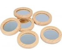 Set de 6 miroirs de poche en bois - 7,5 x 1 cm Marron G