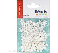 Artemio Set de 60 Mini Fleurs, Autre, Blanc, 7,5 x 1 x 11,5 cm 11060401