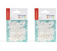 Artemio Set de 60 Mini Fleurs, Autre, Blanc, 7,5 x 1 x 11,5 cm 11060401 (Lot de 2)