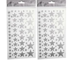 Artemio Stickers Etoiles, Autre, Argent, 14 x 0,2 x 28 cm 11004502 (Lot de 2)