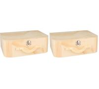Artemio Valisette en Bois avec Anse, Boîte de Rangement, 25 x 18 x 9 cm, Naturel (Lot de 2)